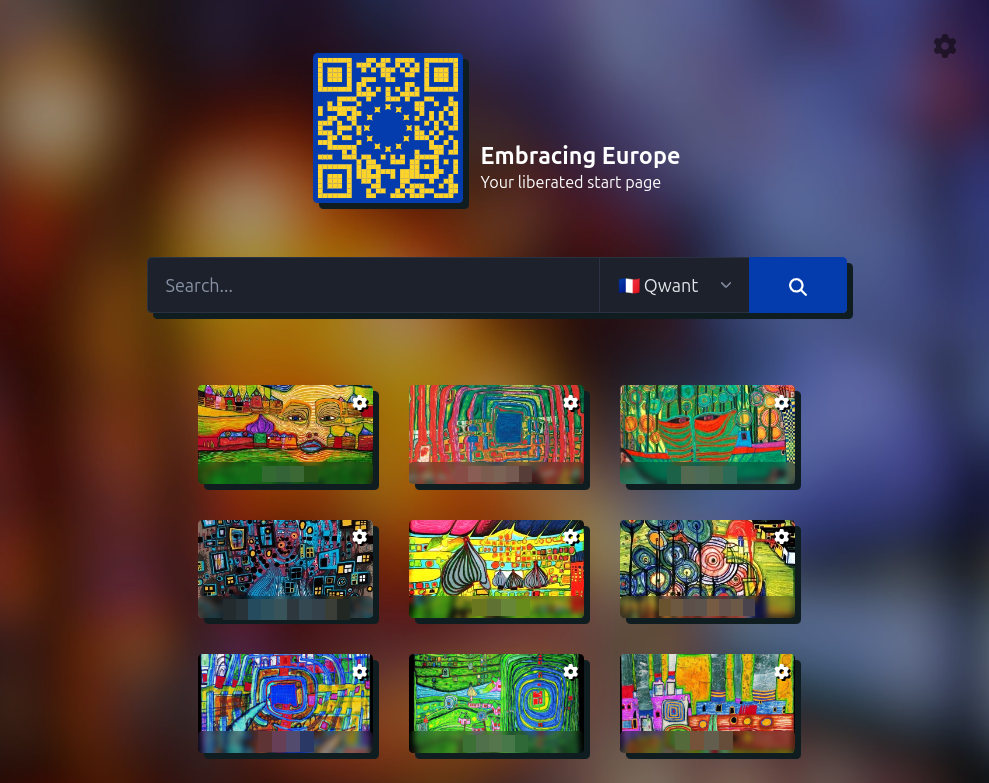 colorful example start page