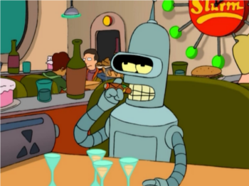 Bender smoking a cigar
