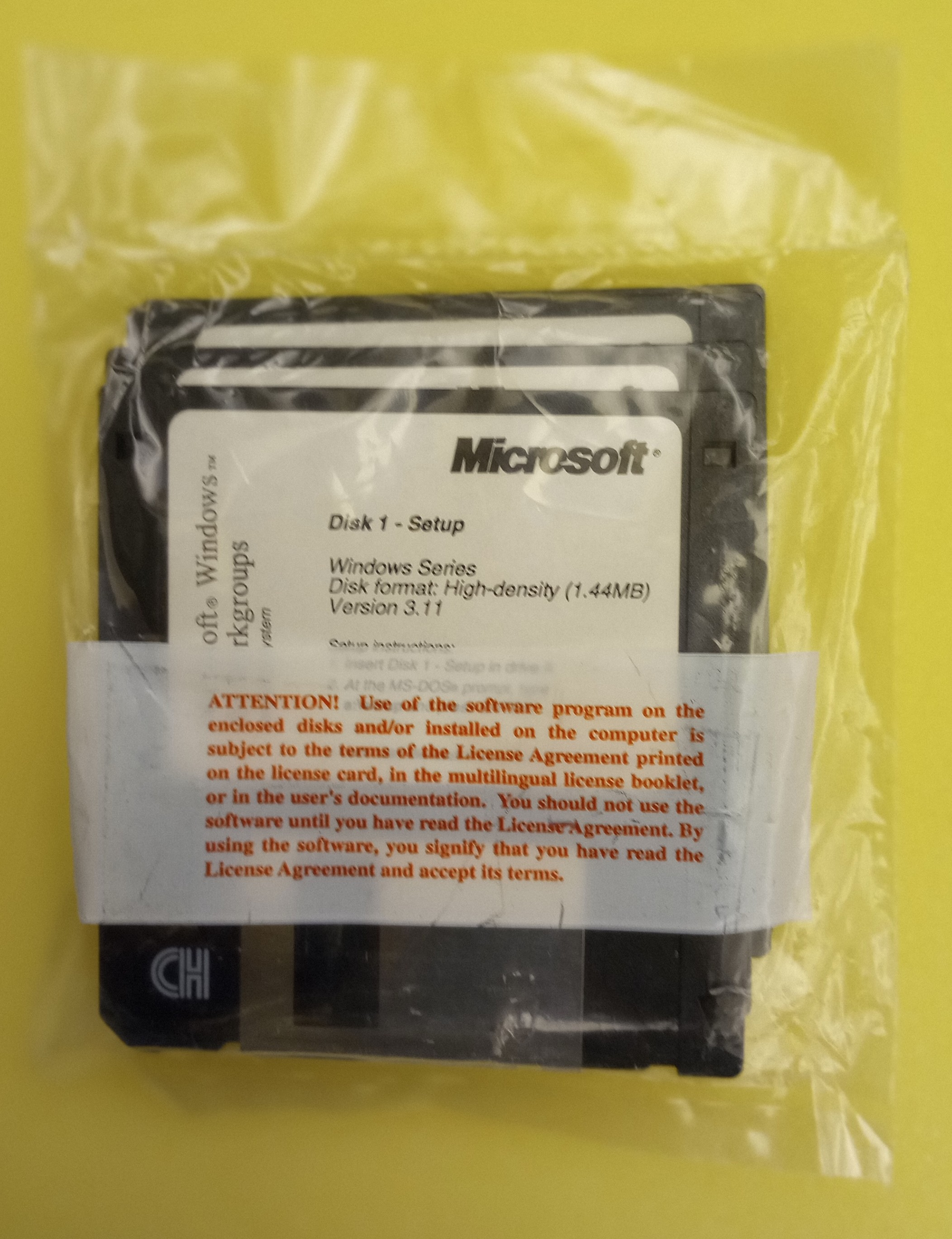 Windows 3.11 setup 3.5in floppys in original sealed bag 