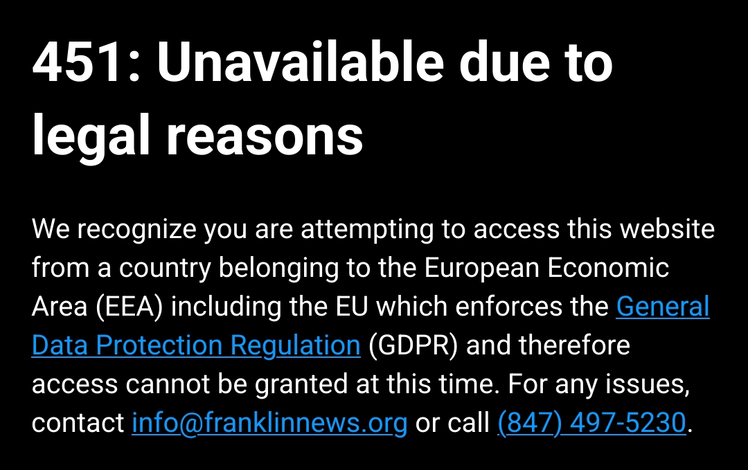 The website does not allow me to access it because I’m in the EU and it would have to comply with the GDPR