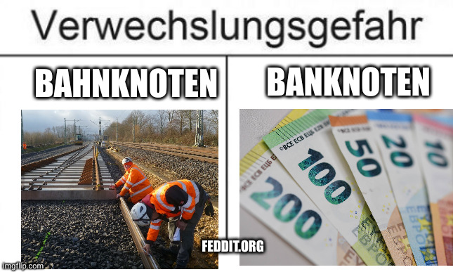 Verwechslungsgefahr: Bahnknoten, Banknoten