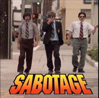 Beastie Boys in ridiculous 70s cop outfits from the video Sabotage