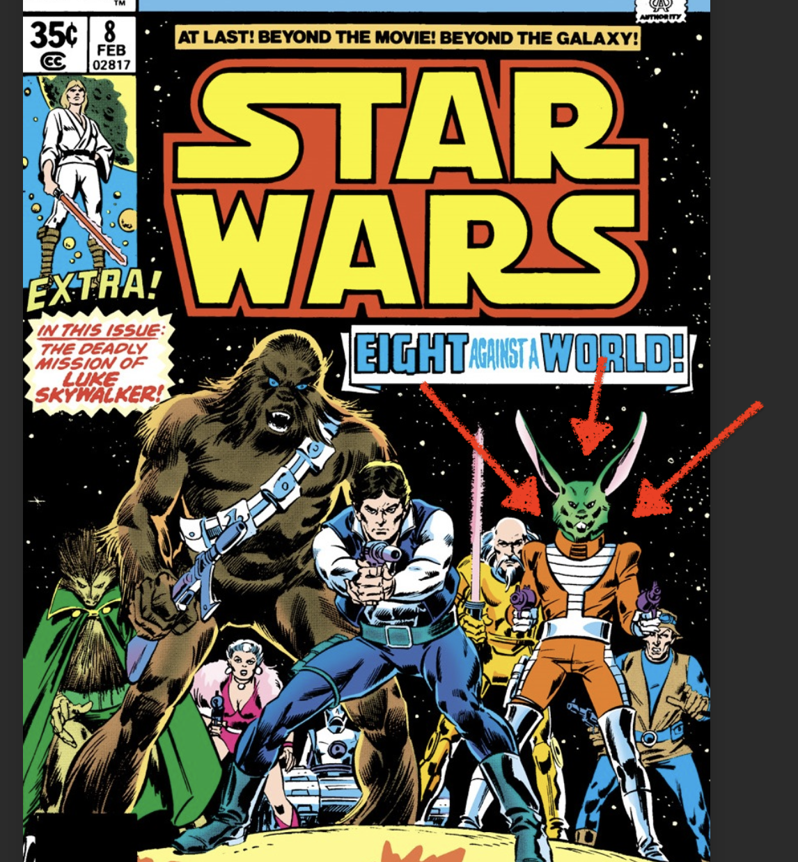 Star Wars comic title page with a similar looking space hare