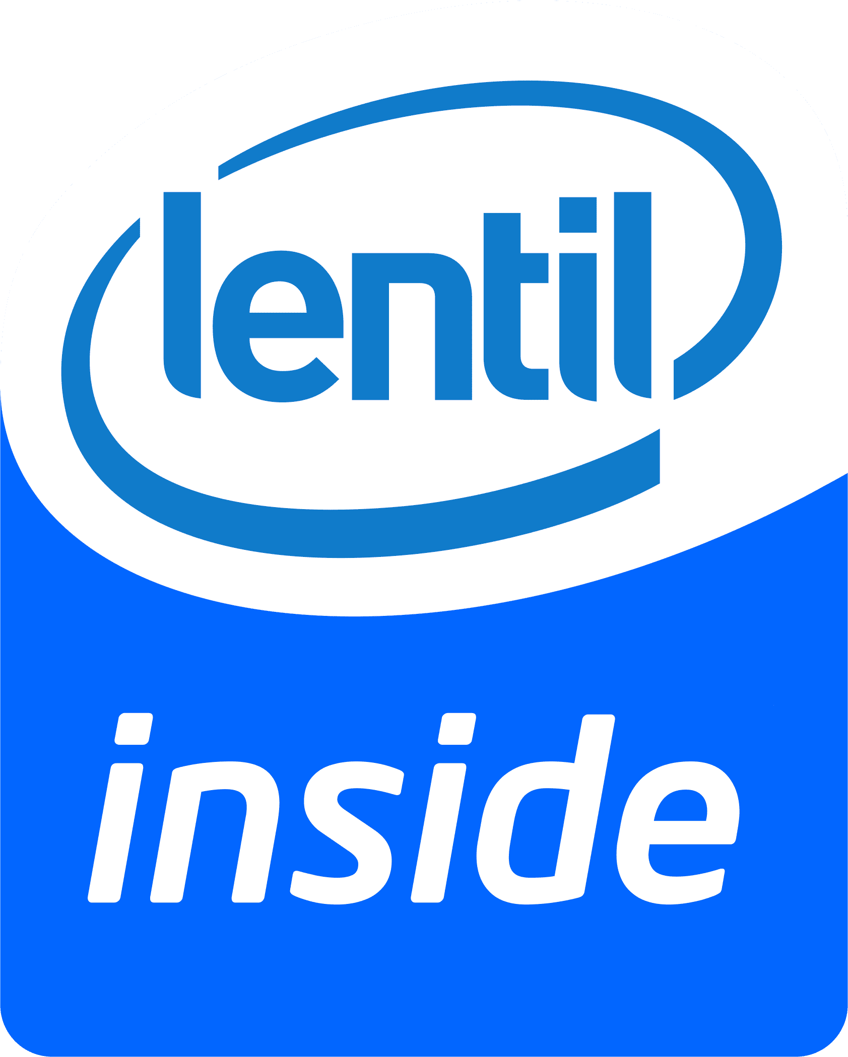 intel's previous "intel inside" logo with intel replaced by the word lentil