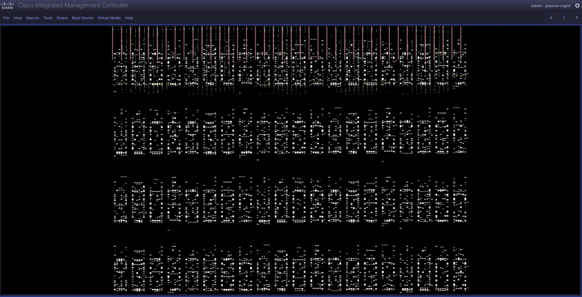Screenshot of a very fucked up kvm output