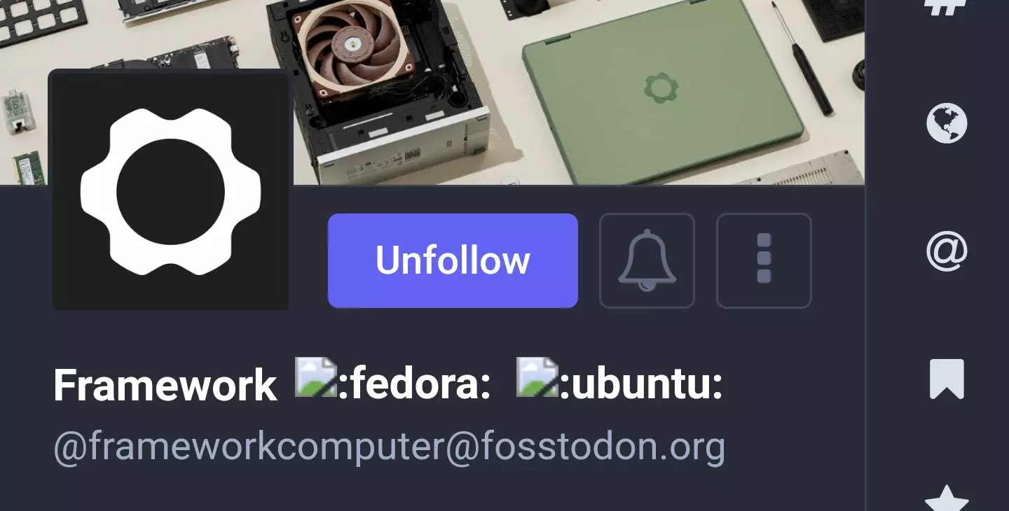 Image of Framework's Mastodon account.